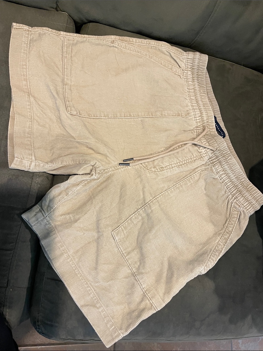 Aeropostale Men's Drawstring Corduroy Shorts in Light Beige